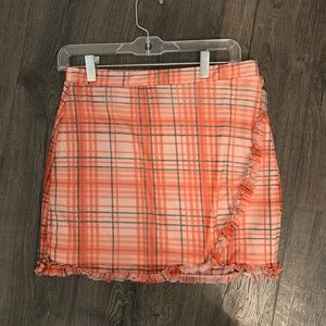 Urban outfitters orange plaid skirt